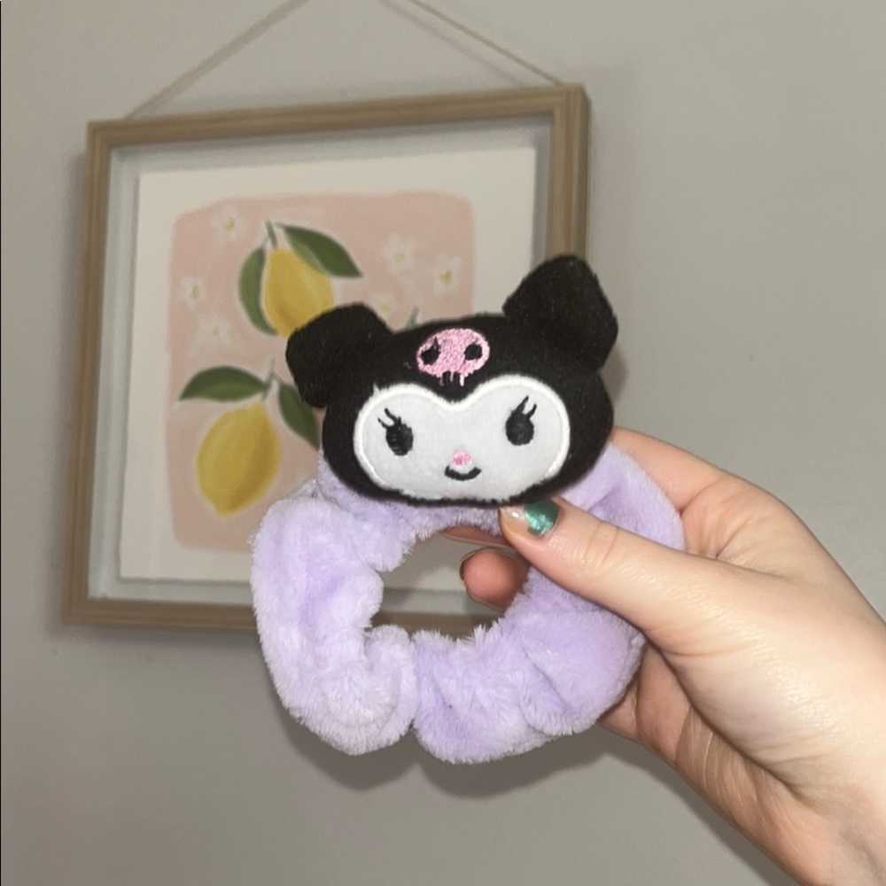 Charming Black and Purple Sanrio Kuromi Velvet Scrunchie